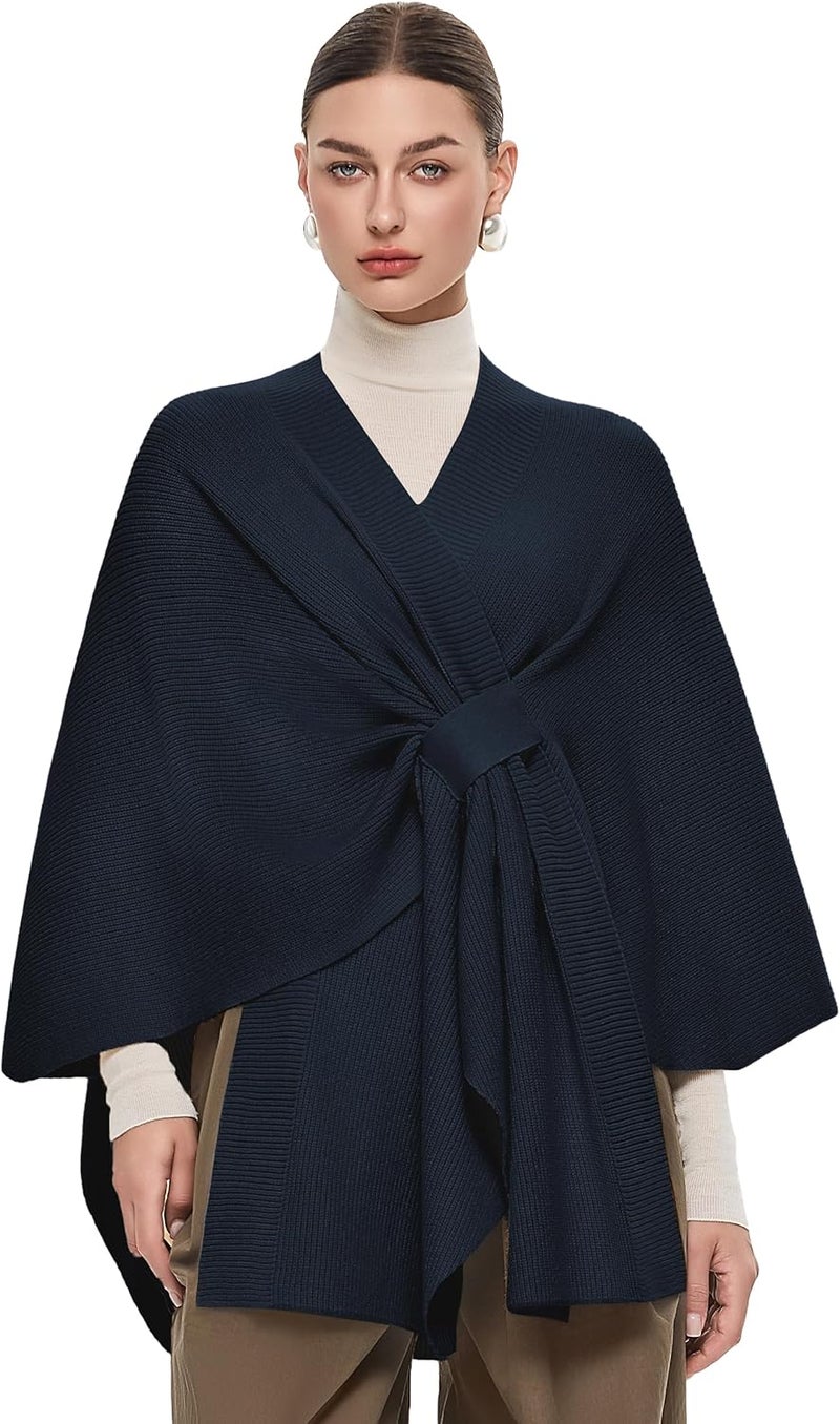 Puli Women's Elegant Shawl Wraps Soft Open Front Poncho Sweater for Spring Fall Winter - Image 1